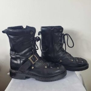 Martino Men's Motorcycle Boot with Inside Zipper Leather Black 9US